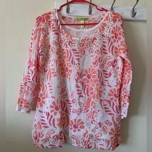 Lightweight woven mesh Sigrid Olsen top with beading | M